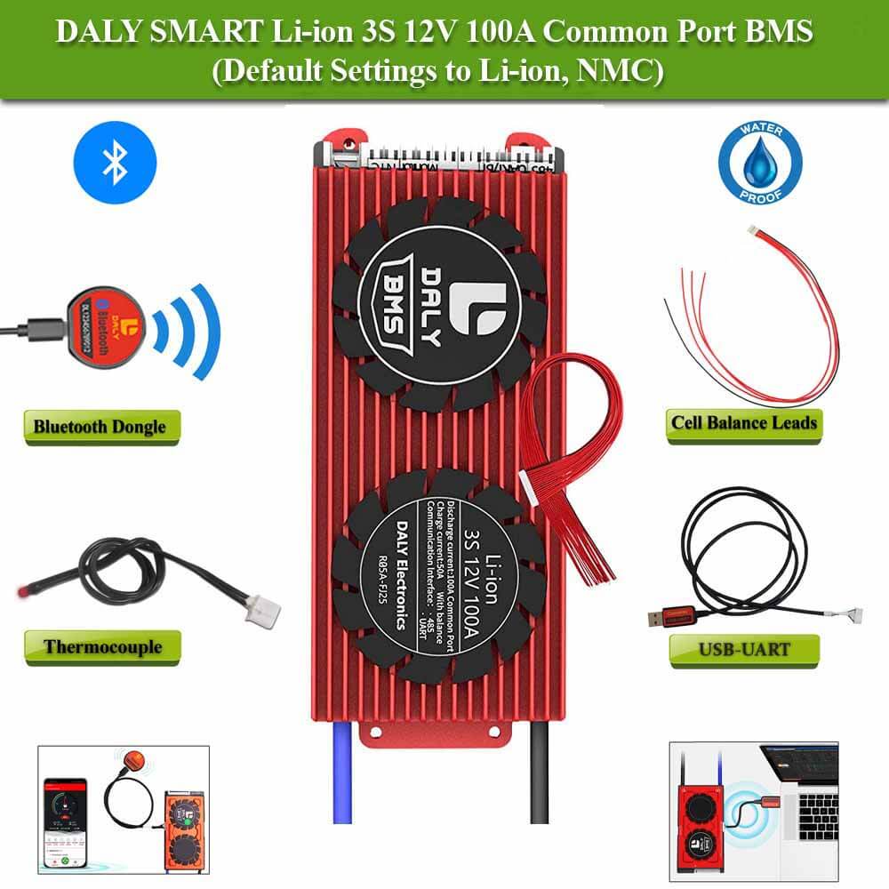 DALY SMART Li-ion 3S 12V 100A Common Port Bluetooth BMS | SRIKO ...