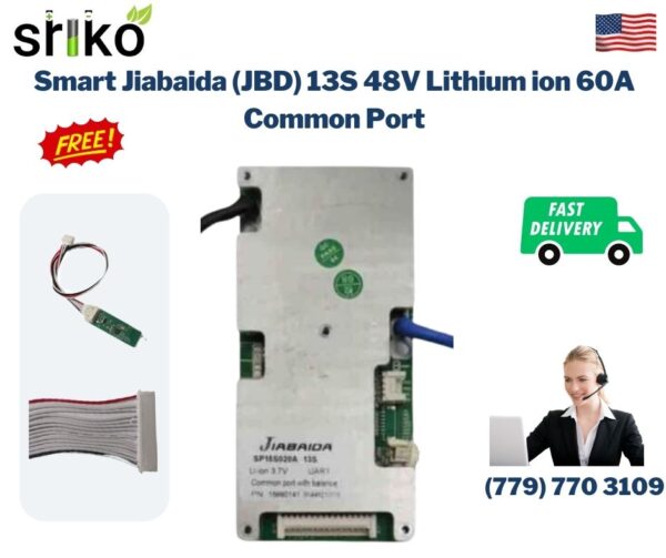 Smart Jiabaida (JBD) 13S 48V Lithium ion 60A Common Port Battery protection module.