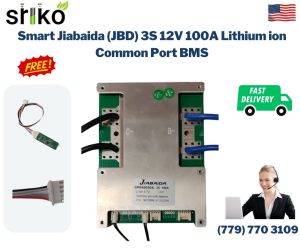 Smart Jiabaida (JBD) 3S 12V 100A Lithium ion Common Port Battery protection module.