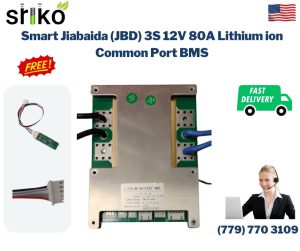 Smart Jiabaida (JBD) 3S 12V 80A Lithium ion Common Port Battery protection module.