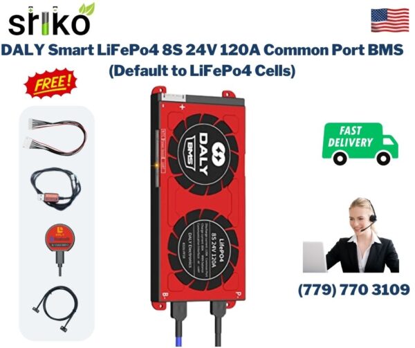 DALY Smart BMS 8S 24V 120A LiFePo4 Battery Protection Module