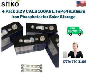 4 Pack 3.2V CALB 100Ah LiFePo4 (Lithium Iron Phosphate) for Solar Storage