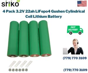 4 Pack 3.2V 22ah LiFepo4 Gushen Cylindrical Cell Lithium Battery