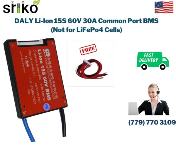 DALY BMS 15S 60V Lithium ion 30A Common Port Battery protection module.