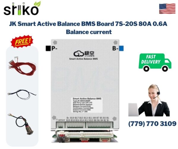 JK Smart Active Balance BMS Board 7S-20S 80A 0.6A Balance current