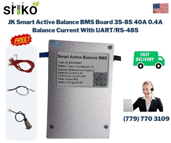 JK Smart Active Balance BMS Board 3S-8S 40A 0.4A Balance Current With UART/RS-485