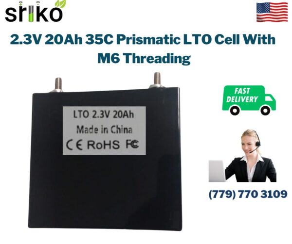 2.3V 20Ah 35C Prismatic LTO Cell With M6 Threading