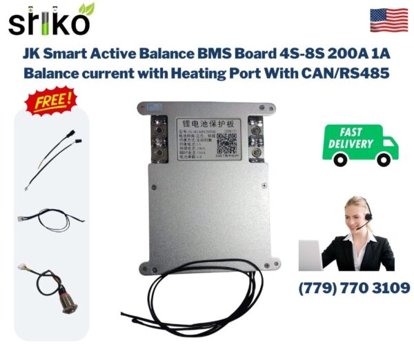 JK Smart Active Balance BMS Board 4S-8S 200A 1A Balance current with Heating Port With CAN/RS485