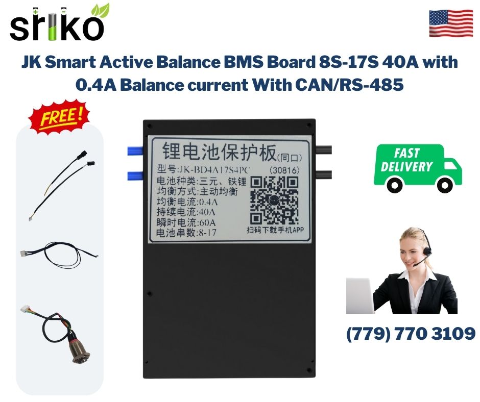 JK 8S-17S 40A 0.4CAN Balance Current Smart Active BMS