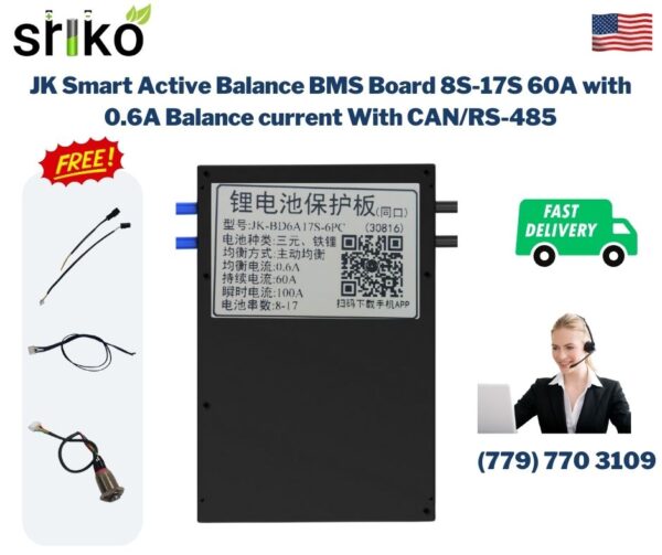 JK Smart Active Balance BMS Board 8S-17S 60A with 0.6A Balance current With CAN/RS485