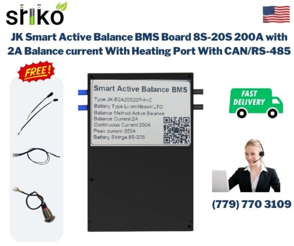 JK Smart Active Balance BMS Board 8S-20S 200A With 2A Balance current With Heating Port With CAN/RS485