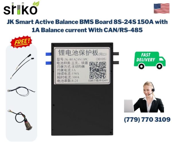 JK Smart Active Balance BMS Board 8S-24S 150A With 1A Balance current With CAN/RS485