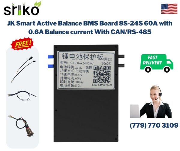 JK Smart Active Balance BMS Board 8S-24S 60A with 0.6A Balance current With CAN/RS485