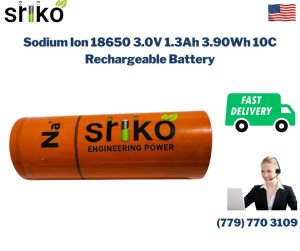 Sodium Ion 18650 3.0V 1.3Ah 3.90Wh 10C Rechargeable Battery