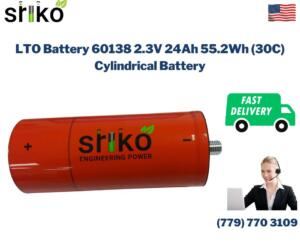 LTO Battery 60138 2.3V 24Ah 55.2Wh (30C) Cylindrical Battery