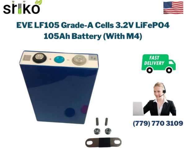 EVE LF105 Grade-A Cells 3.2V LiFePO4 105Ah Battery (with M4)