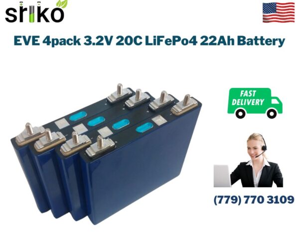 EVE 4pack 3.2V 20C LiFePo4 22Ah Battery