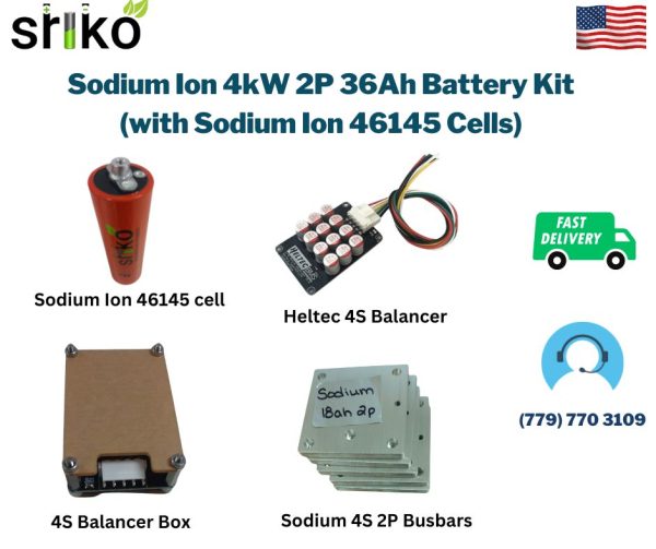 Sodium Ion 4kW 2P 36Ah Battery Kit (with Sodium Ion 46145 Cells)