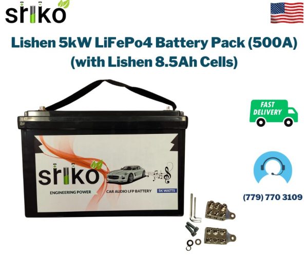 Lishen 5kW LiFePo4 Battery Pack (500A) (with Lishen 8.5Ah Cells)