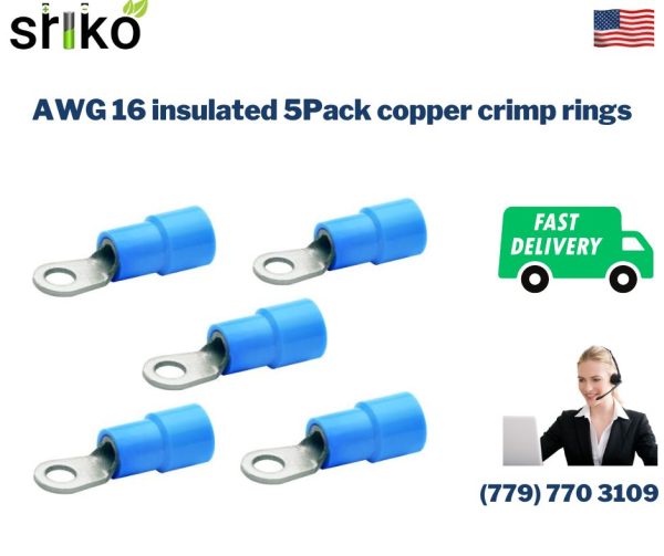 AWG 16 insulated 5Pack copper crimp rings