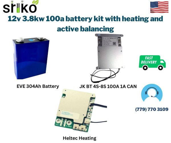 12v 3.8kw 100a battery kit with heating and active balancing