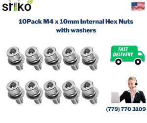 10Pack M4 x 10mm Internal Hex Nuts with washers