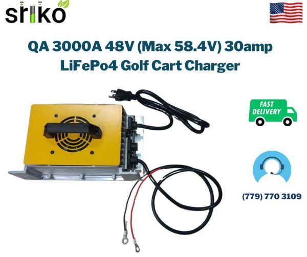QA 3000A 48V (Max 58.4V) 30amp LiFePo4 Golf Cart Charger