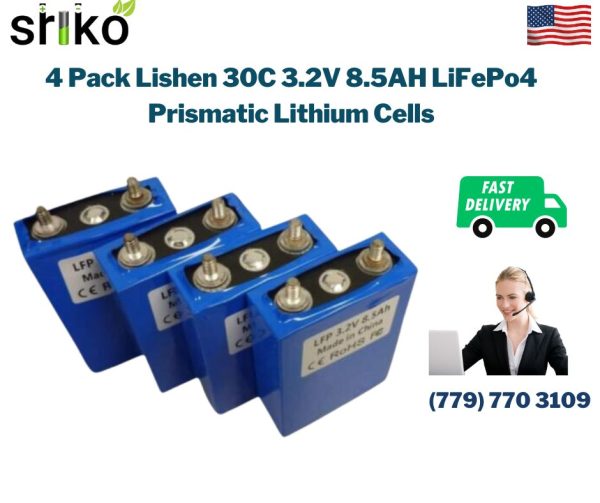 4 Pack Lishen 30C 3.2V 8.5AH LiFePo4 Prismatic Lithium Cells