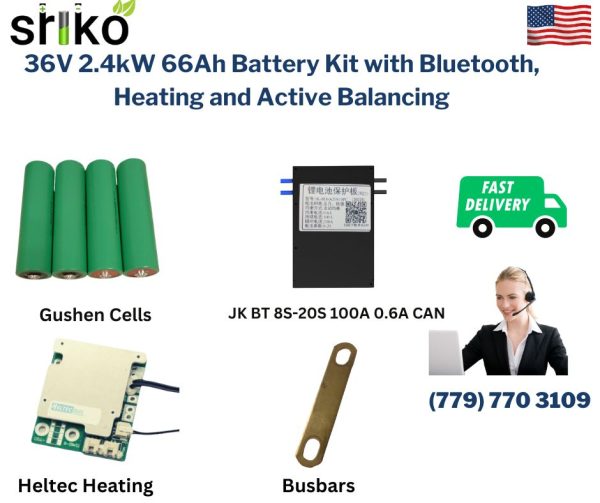 36V 2.4kW 66Ah Battery Kit with Bluetooth, Heating and Active Balancing