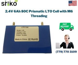 2.4V 6Ah 80C Prismatic LTO Cell with M6 Threading