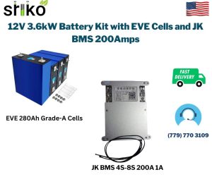 12V 3.6kW Battery Kit with EVE Cells and JK BMS 200Amps