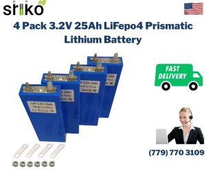 4 Pack 3.2V 25Ah LiFepo4 Prismatic Lithium Battery