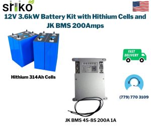 12V 3.6kW Battery Kit with Hithium Cells and JK BMS 200Amps