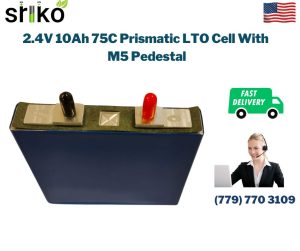 2.4V 10Ah 75C Prismatic LTO Cell With M5 Pedestal