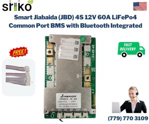 Smart Jiabaida (JBD) 4S 12V 60A LiFePo4 Common Port BMS with Bluetooth Integrated
