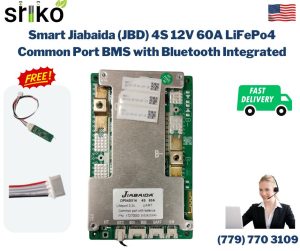 Smart Jiabaida (JBD) 4S 12V 60A LiFePo4 Common Port BMS with Bluetooth Integrated