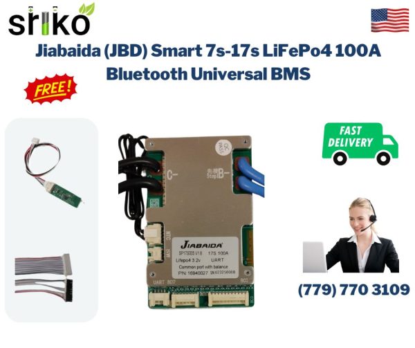 Jiabaida (JBD) Smart 7s-17s LiFePo4 100A Bluetooth Universal BMS